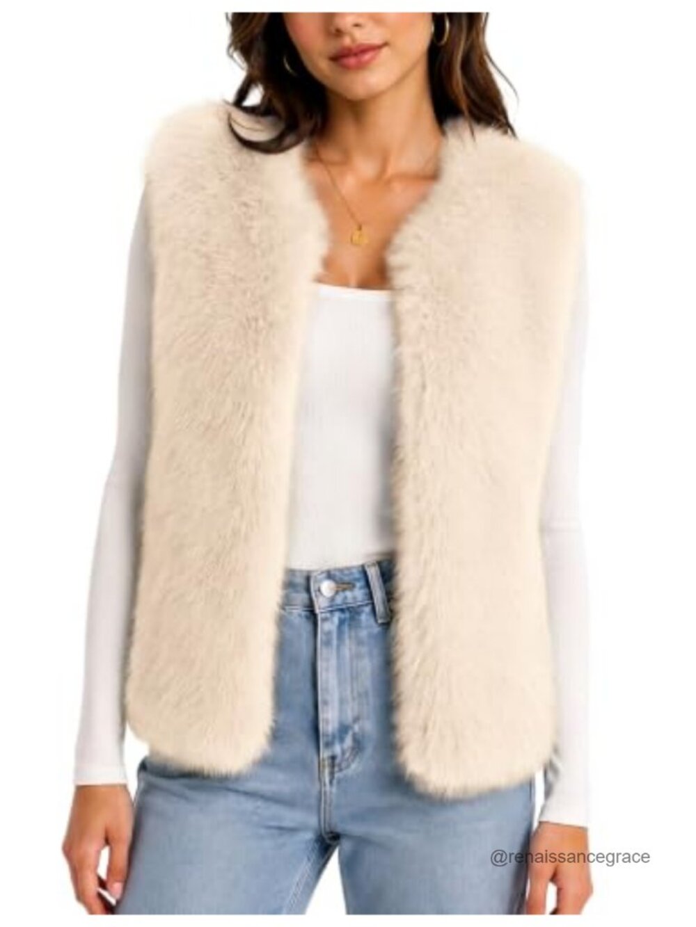 Womens Luxury Faux Fur Vest Plush Sleeveless Winter Layer